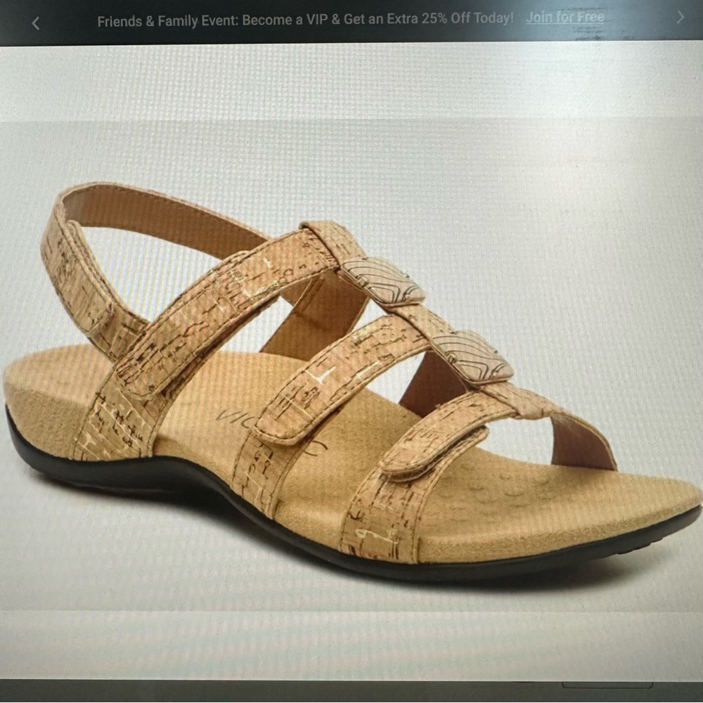 Vionic Amber Tan Cork Sandals Sz 9 Women's